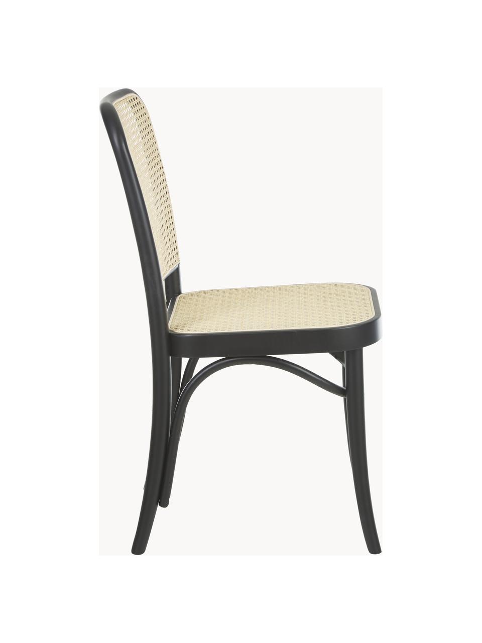 Chaise en cannage Franz, Noir, beige, larg. 48 x haut. 89 cm