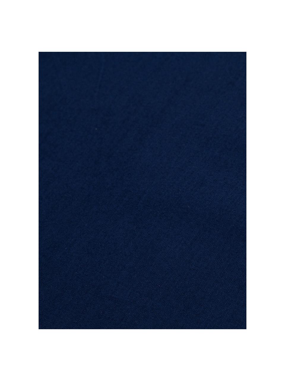 Set biancheria da letto con lenzuolo in cotone blu scuro Lenare, Fronte e retro: blu scuro, 150 x 290 cm + 1 federa 50 x 80 cm