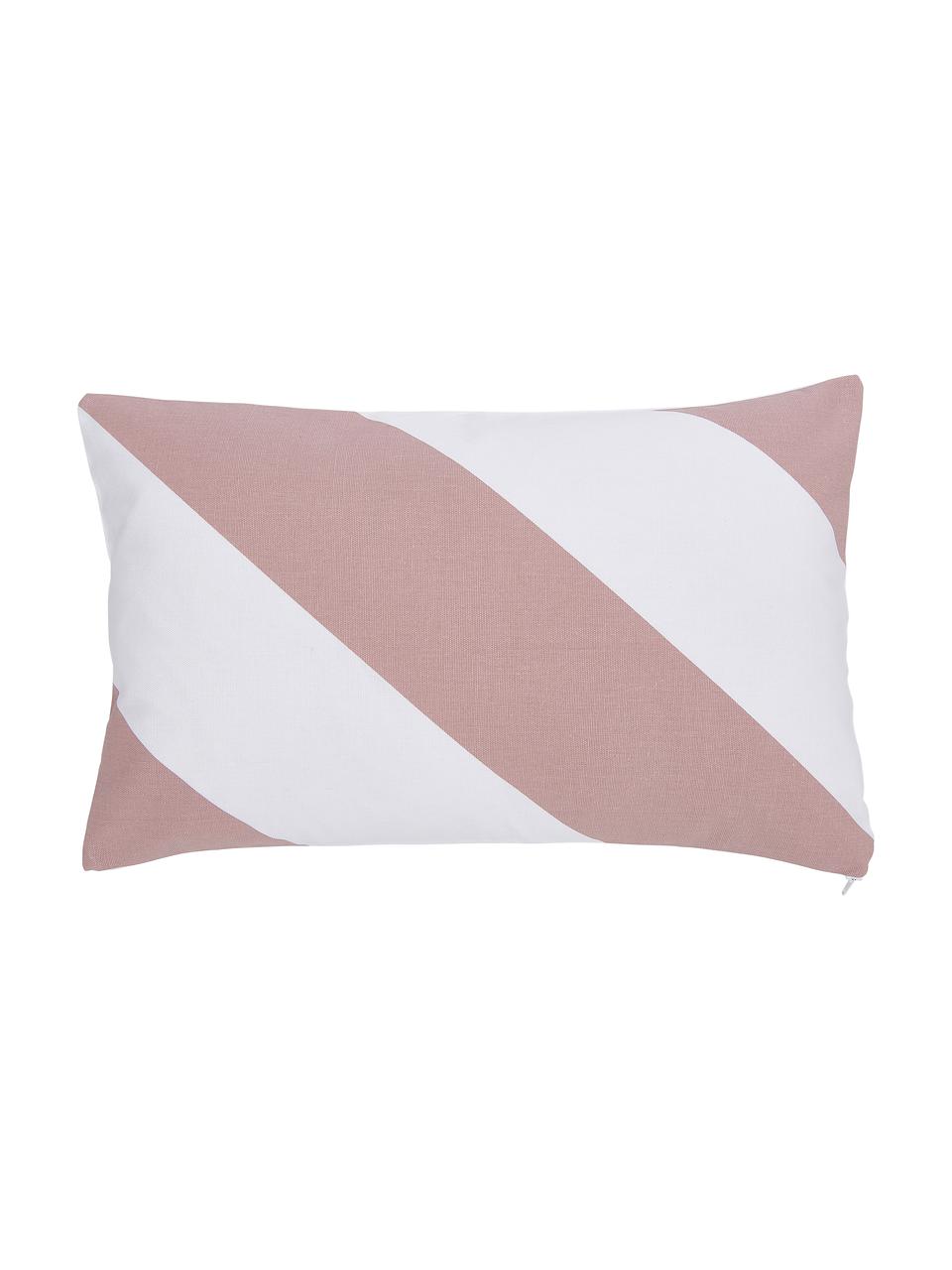 Housse de coussin rectangulaire Ren, 100 % coton, Blanc, vieux rose, larg. 30 x long. 50 cm