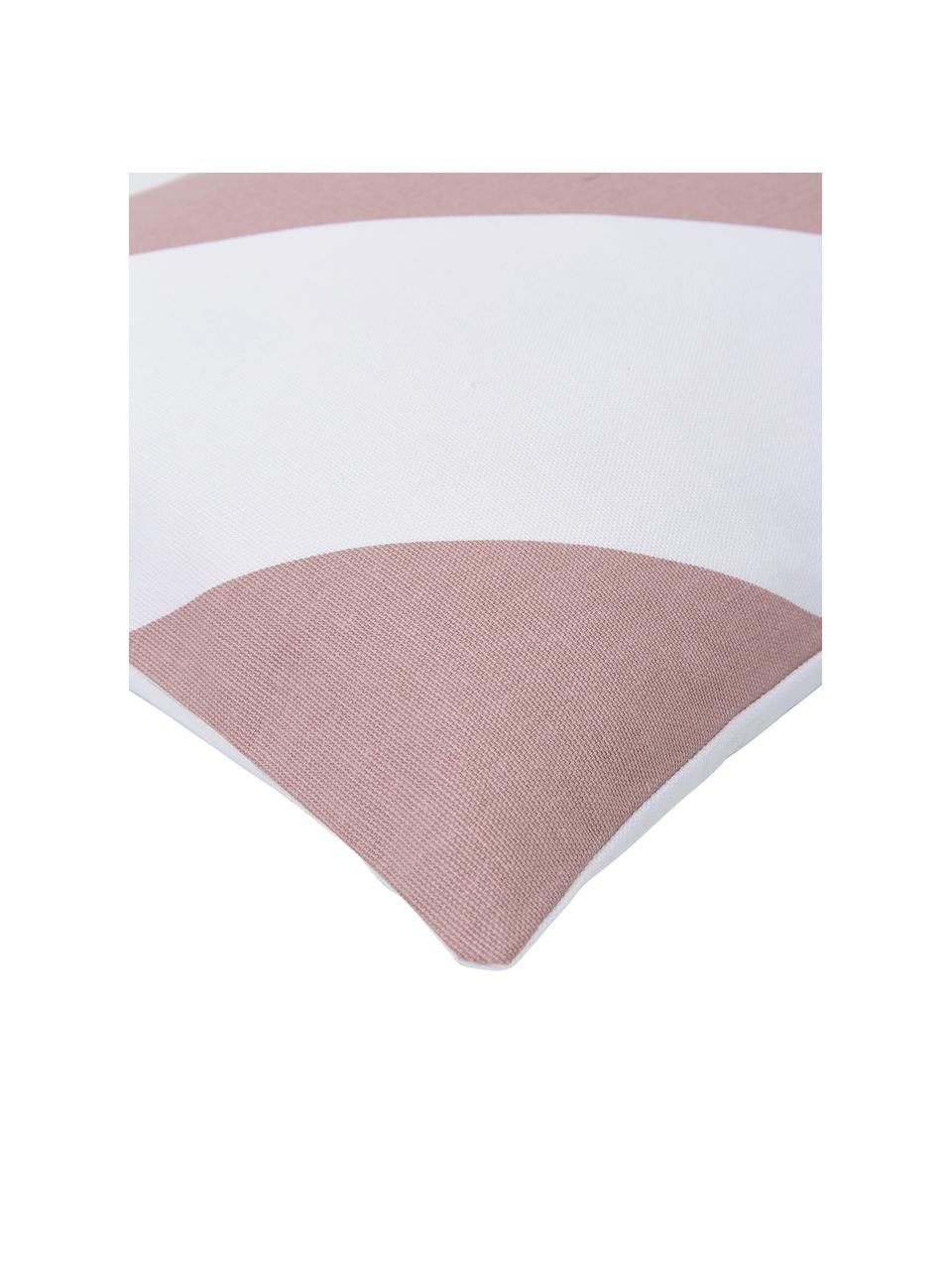 Federa arredo a strisce rosa cipria/bianco Ren, 100% cotone, Bianco, rosa cipria, Larg. 30 x Lung. 50 cm