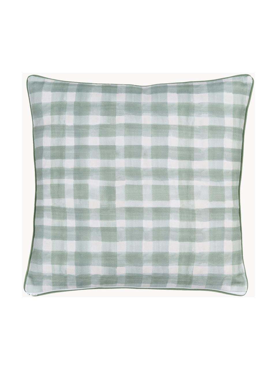 Housse de coussin 30x50 rectangulaire réversible Check par Candice Gray, 100 % coton, certifié GOTS, Vert menthe, blanc, larg. 50 x long. 50 cm