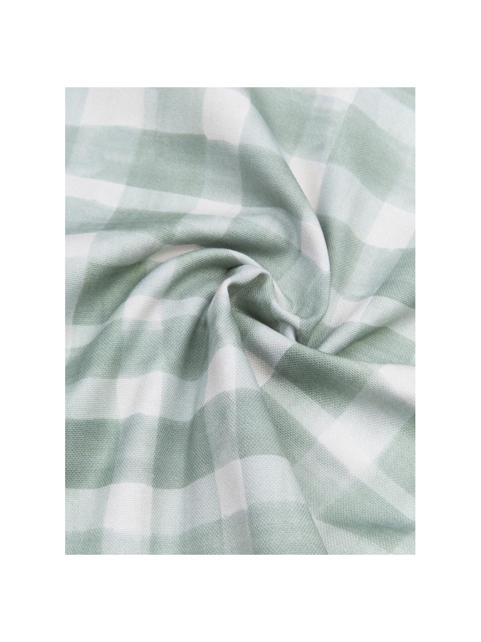 Funda de cojín doble cara Check, diseño Candice Gray, 100% algodón, certificado GOTS, Verde menta, blanco, An 50 x L 50 cm