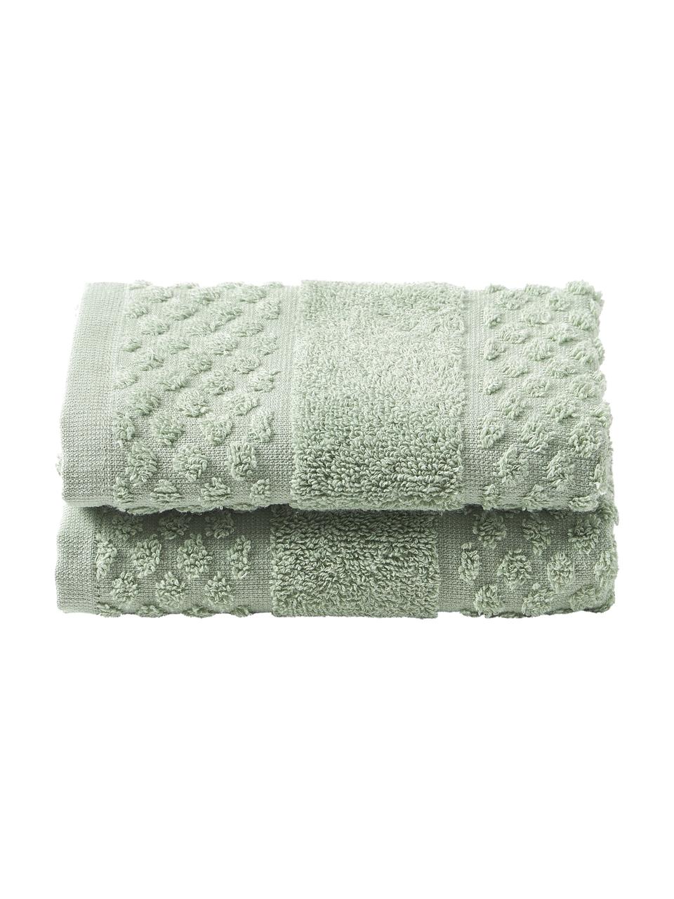 Handtuch Katharina mit Wabenmuster in verschiedenen Grössen, Grün, XS Gästehandtuch, B 30 x L 50 cm, 2 Stück