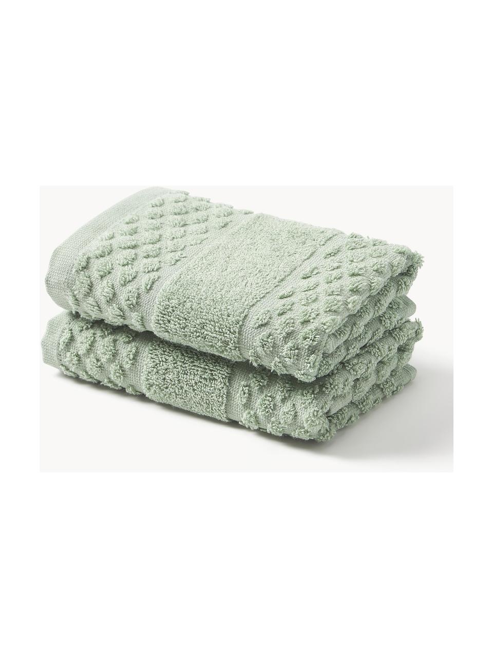 Asciugamano Katharina, varie misure, Verde salvia, Asciugamano per ospiti XS, Larg. 30 x Lung. 30 cm, 2 pz