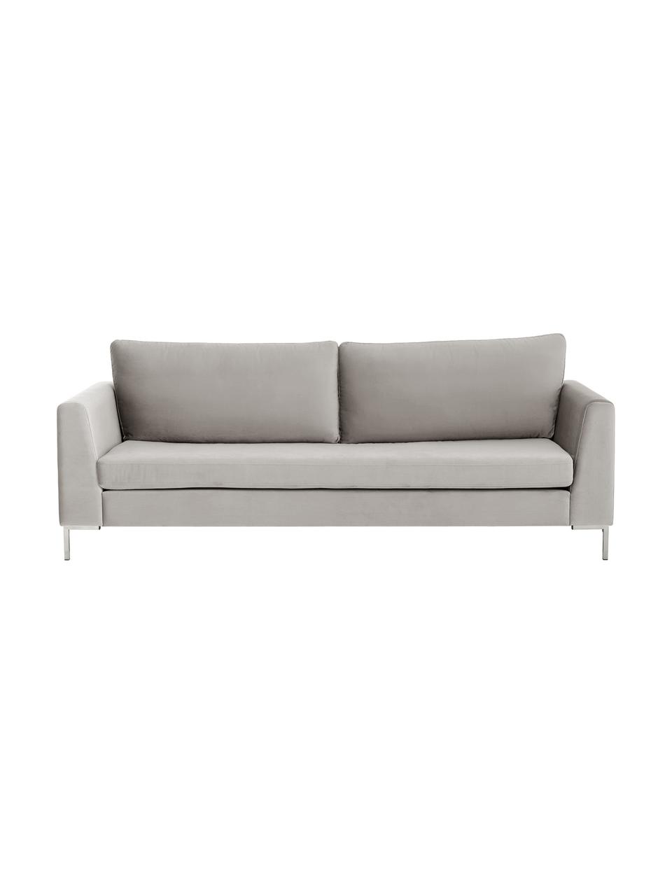 Samt-Sofa Luna (3-Sitzer), Bezug: Samt (Polyester) 80.000 S, Gestell: Massives Buchenholz, Samt Beige, Silber, B 230 x T 95 cm