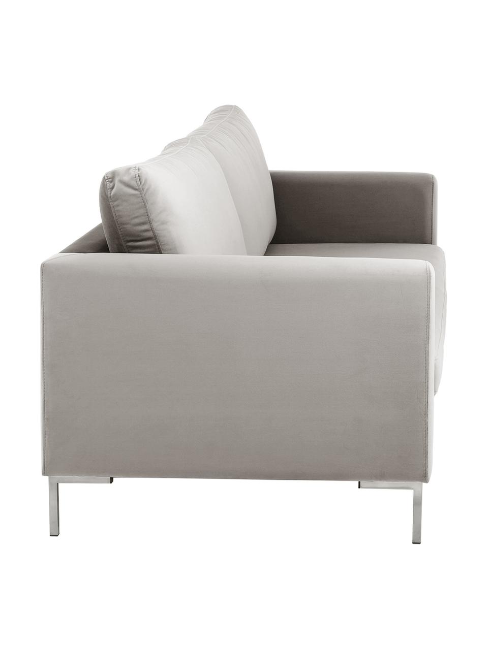 Canapé en velours Luna (3 places), Velours beige, argent