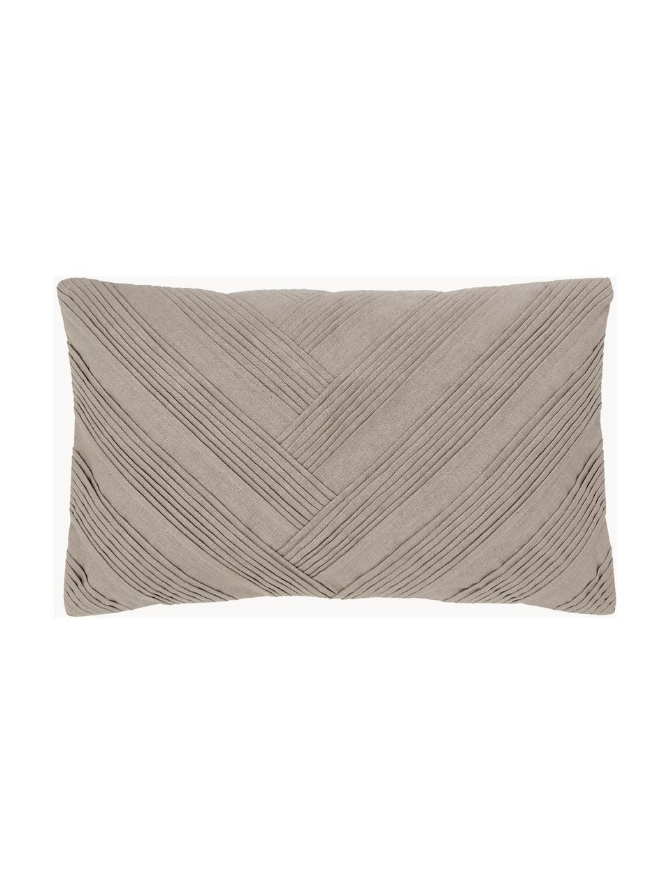 Housse de coussin en lin rectangulaire Maya, 51 % lin, 49 % coton, Beige, larg. 30 x long. 50 cm