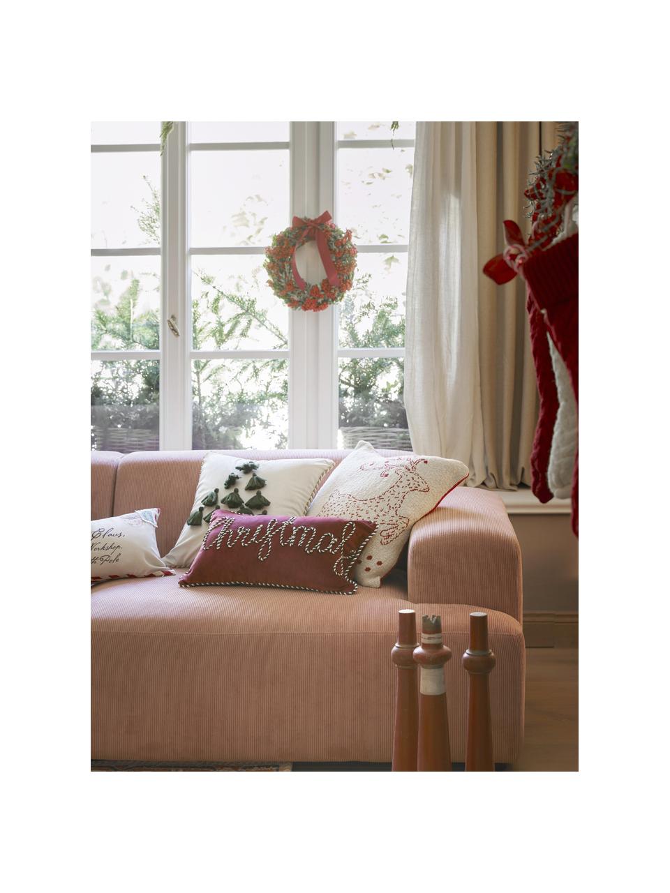 Housses de coussin rectangulaire en velours Jolly, 2 élém., Velours (100 % polyester), Velours rouge, larg. 30 x long. 50 cm