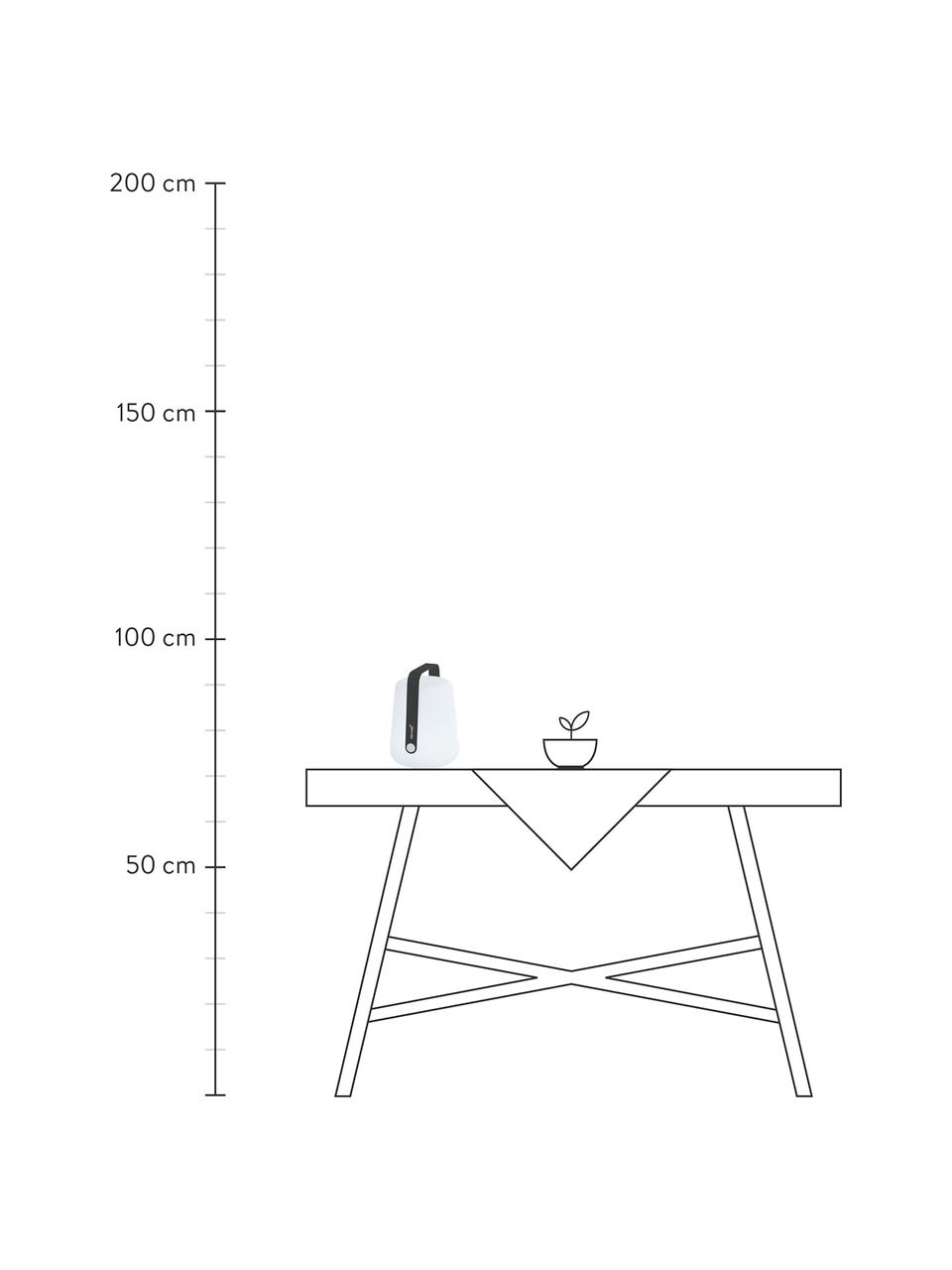 Lámpara de mesa regulable para exterior Balad, portátil, Pantalla: polietileno, Asa: aluminio, pintado, Blanco, gris antracita, Ø 19 x Al 25 cm