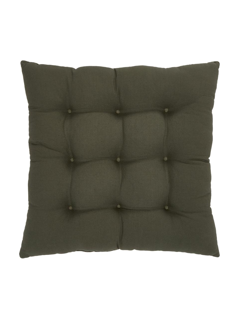 Cojín de asiento de algodón Blaki, Tapizado: 100% algodón, Verde, blanco crema, An 40 x L 40 cm
