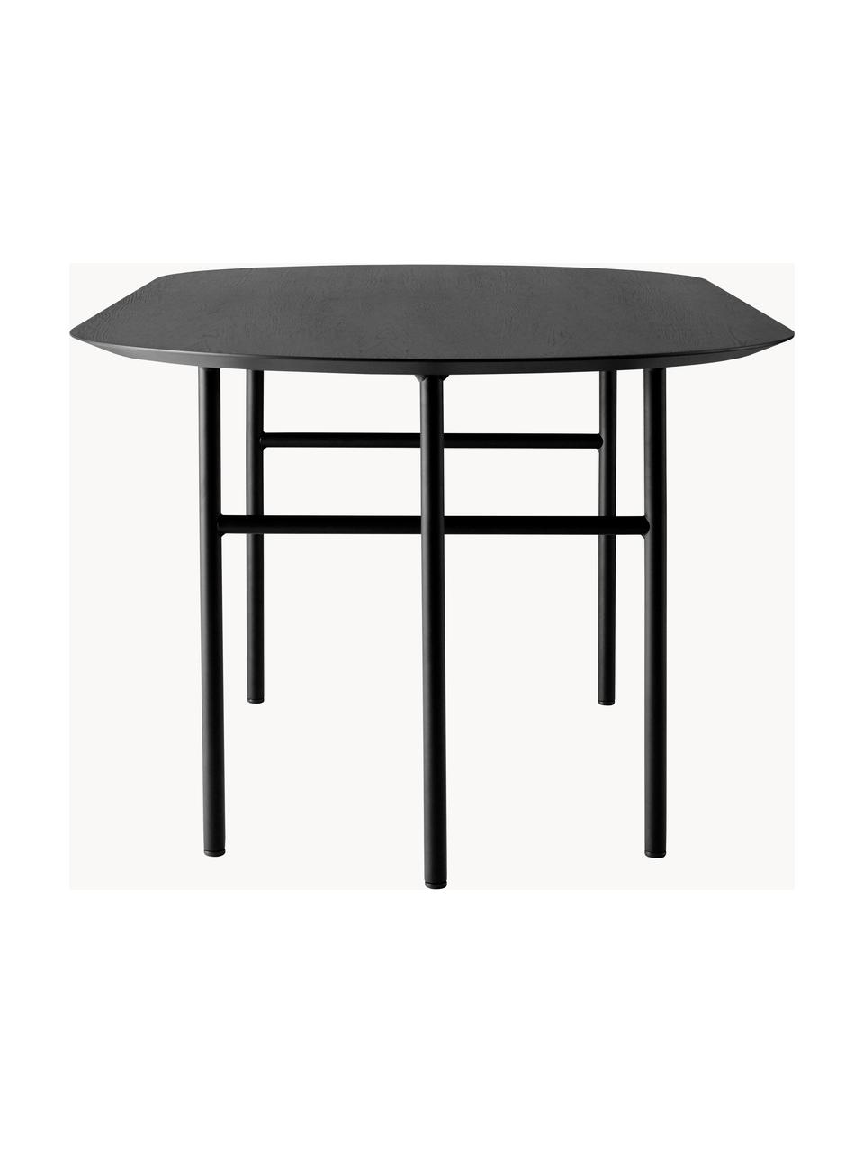 Mesa de comedor ovalada Snaregade, 210 x 95 cm, Tablero: chapado en madera de robl, Estructura: metal con pintura en polv, Madera, gris antracita recubierto, negro, An 210 x F 95 cm