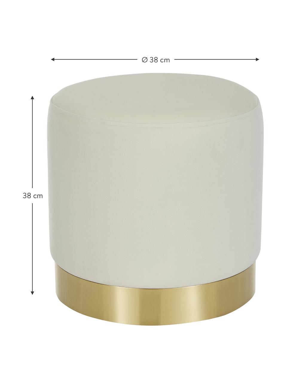Puf de terciopelo Orchid, Tapizado: terciopelo (100% poliéste, Terciopelo blanco crema, dorado, Ø 38 x Al 38 cm