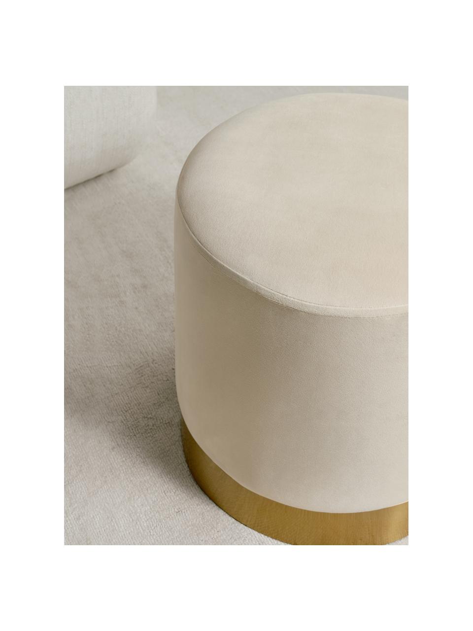Tabouret en velours Orchid, Revêtement : blanc crème Pied : couleur dorée, Ø 38 x haut. 38 cm