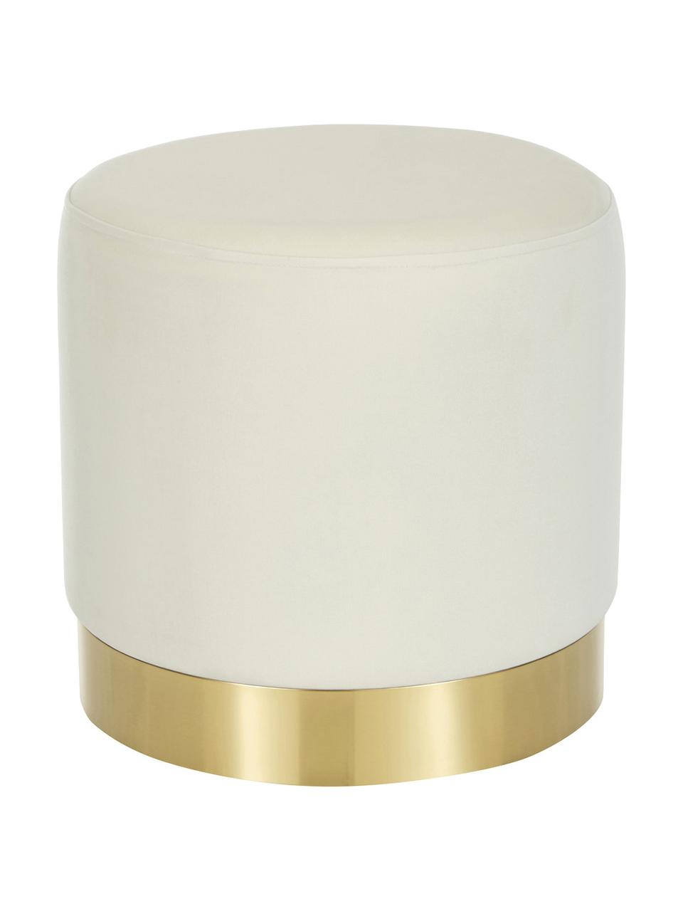 Tabouret en velours Orchid, Revêtement : blanc crème Pied : couleur dorée, Ø 38 x haut. 38 cm