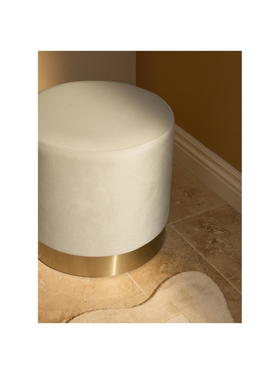 Pouf en velours Orchid, Velours blanc crème, socle doré, Ø 38 x haut. 38 cm