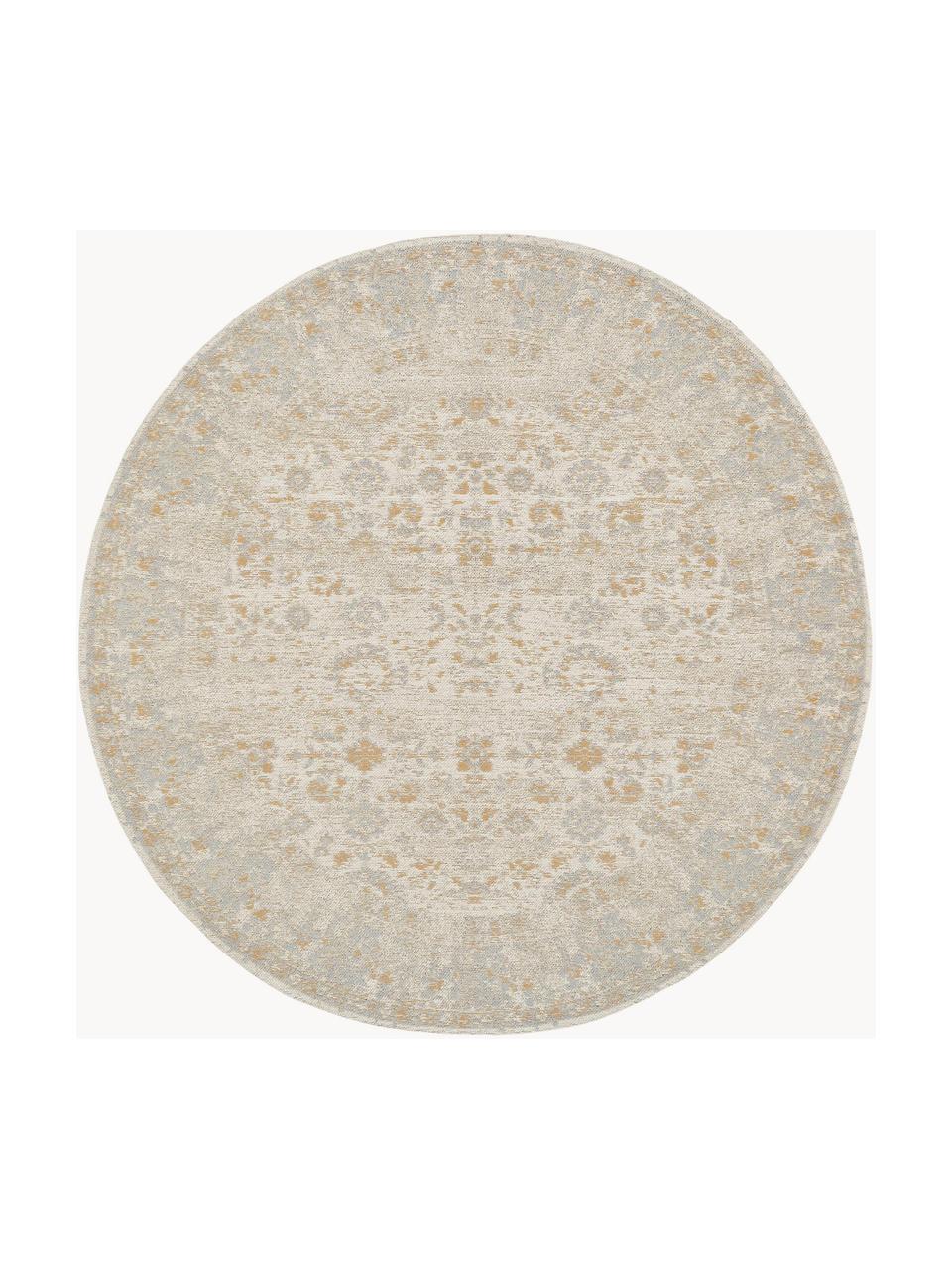 Tapis rond chenille tissé main Loire, Tons beiges, Ø 200 cm (taille L)