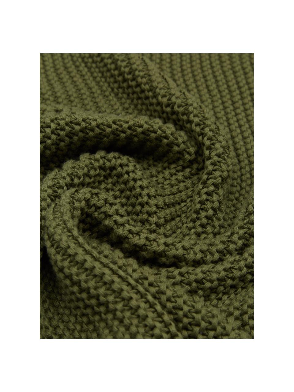 Strickdecke Adalyn aus Bio-Baumwolle in Grün, 100% Bio-Baumwolle, GOTS-zertifiziert, Grün, B 150 x L 200 cm