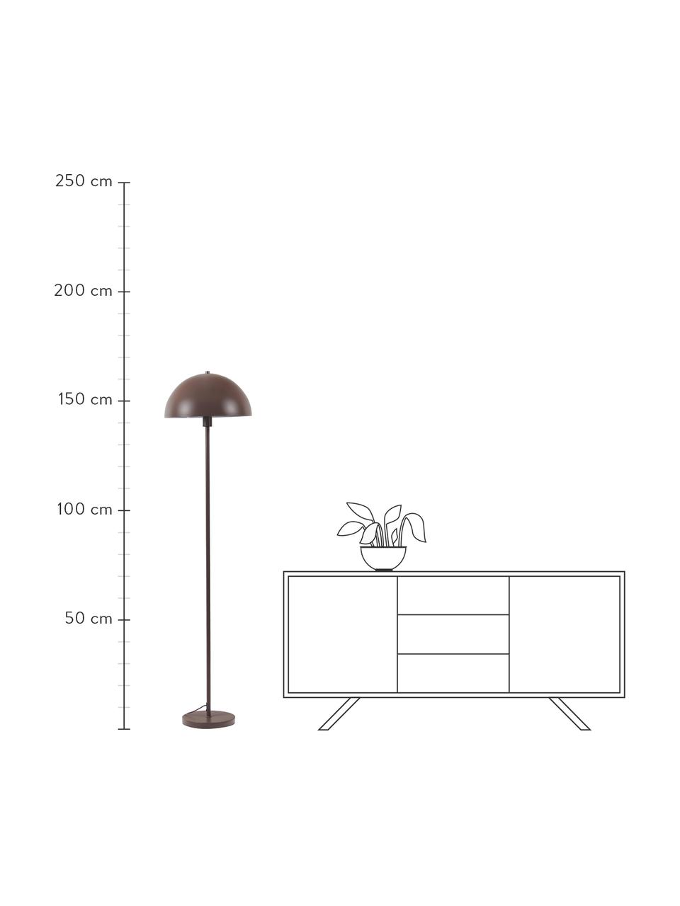 Vloerlamp Matilda in donkerbruin, Lampenkap: gepoedercoat metaal, Lampvoet: gepoedercoat metaal, Bruin, Ø 40 cm x H 164 cm