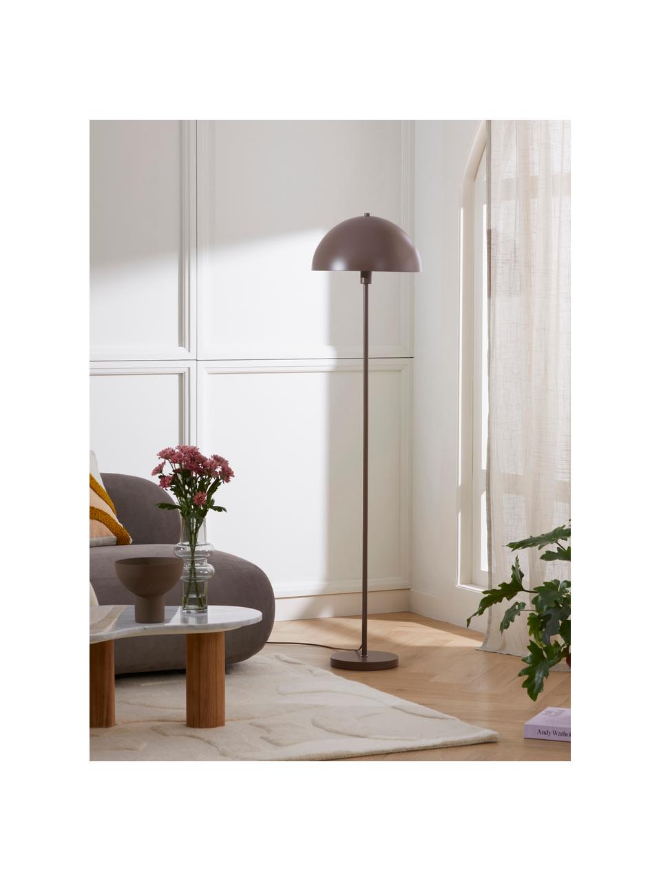 Vloerlamp Matilda in donkerbruin, Lampenkap: gepoedercoat metaal, Lampvoet: gepoedercoat metaal, Bruin, Ø 40 cm x H 164 cm