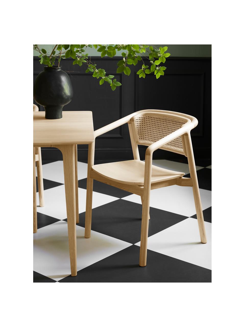 Židle s područkami a vídeňskou pleteninou Gali, Jasanové dřevo, Š 56 cm, H 55 cm