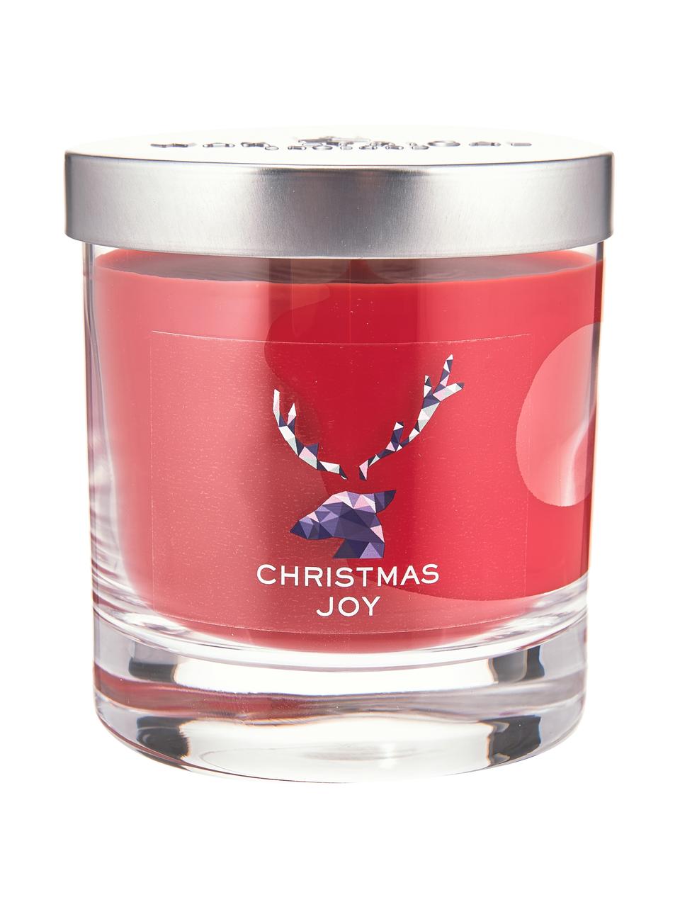 Weihnachtskerze Christmas Joy (Zimt, Nelke & süsse Vanille), Behälter: Glas, Deckel: Metall, beschichtet, Zimt, Nelke & süsse Vanille, Ø 8 x H 12 cm