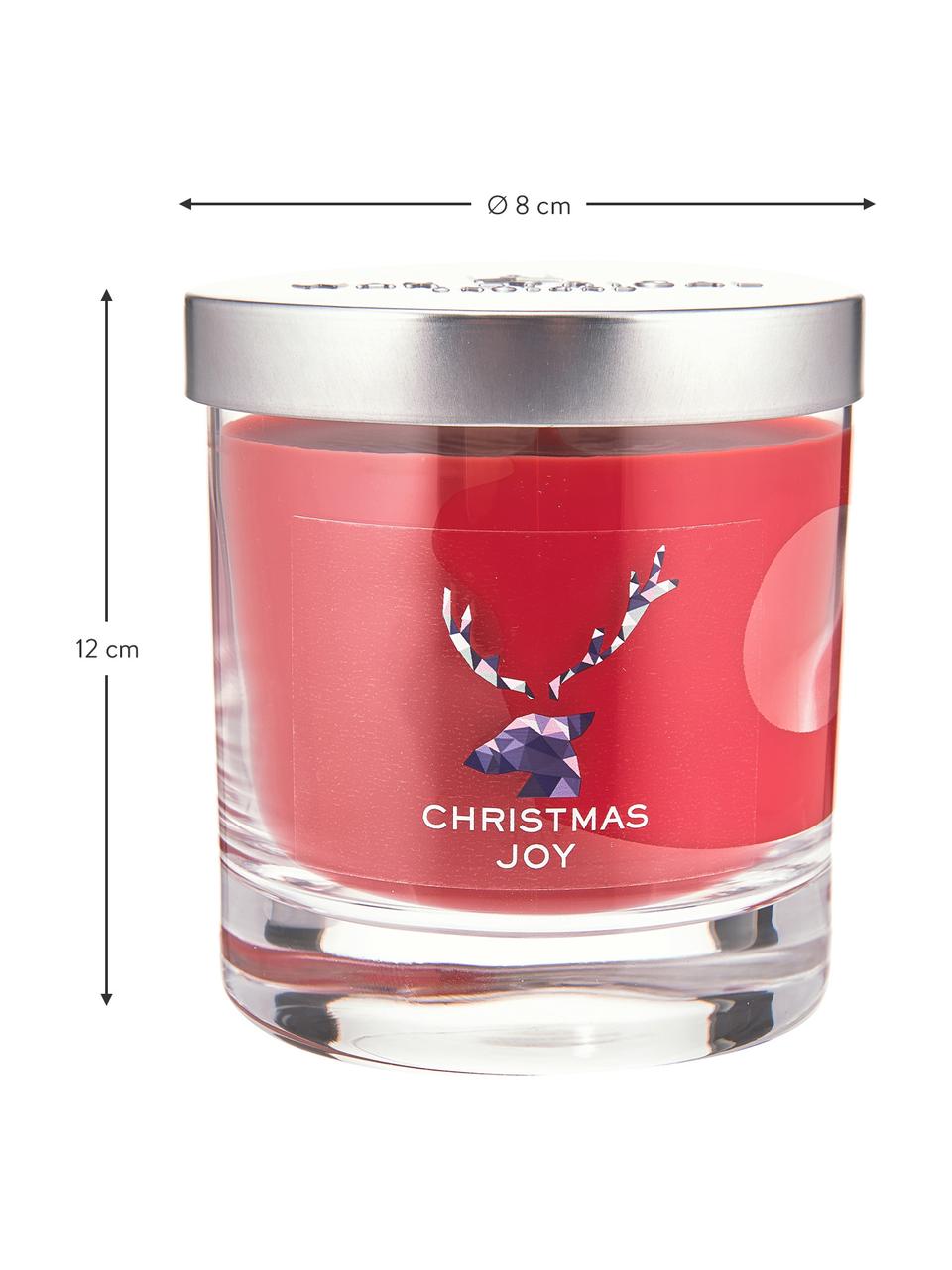 Candela natalizia Christmas Joy (cannella, chiodi di garofano & vaniglia dolce), Contenitore: vetro, Coperchio: metallo rivestito, Cannella, chiodi di garofano e vaniglia dolce, Ø 8 x Alt. 12 cm