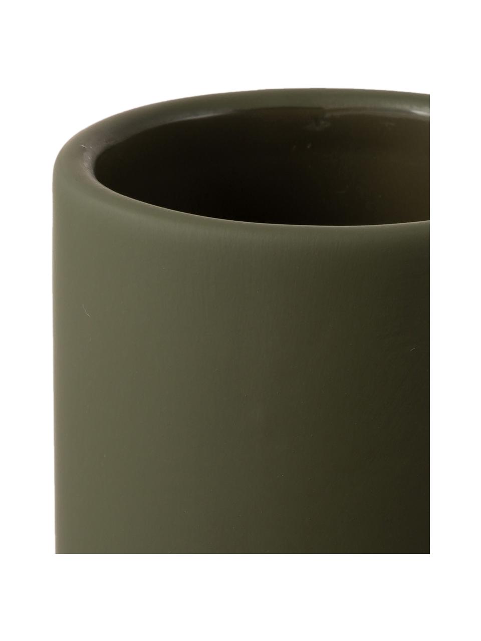 Vaso cepillo de dientes Lotus, Cerámica, Verde oliva, Ø 7 x Al 10 cm