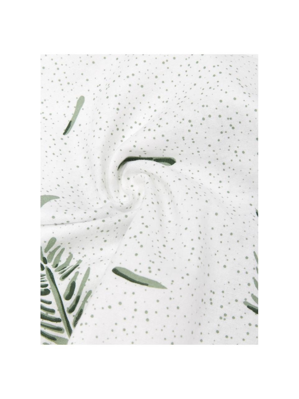 Flanellen kussenhoezen Pinecone, 2 stuks, Wit, groen, B 40 x L 80 cm
