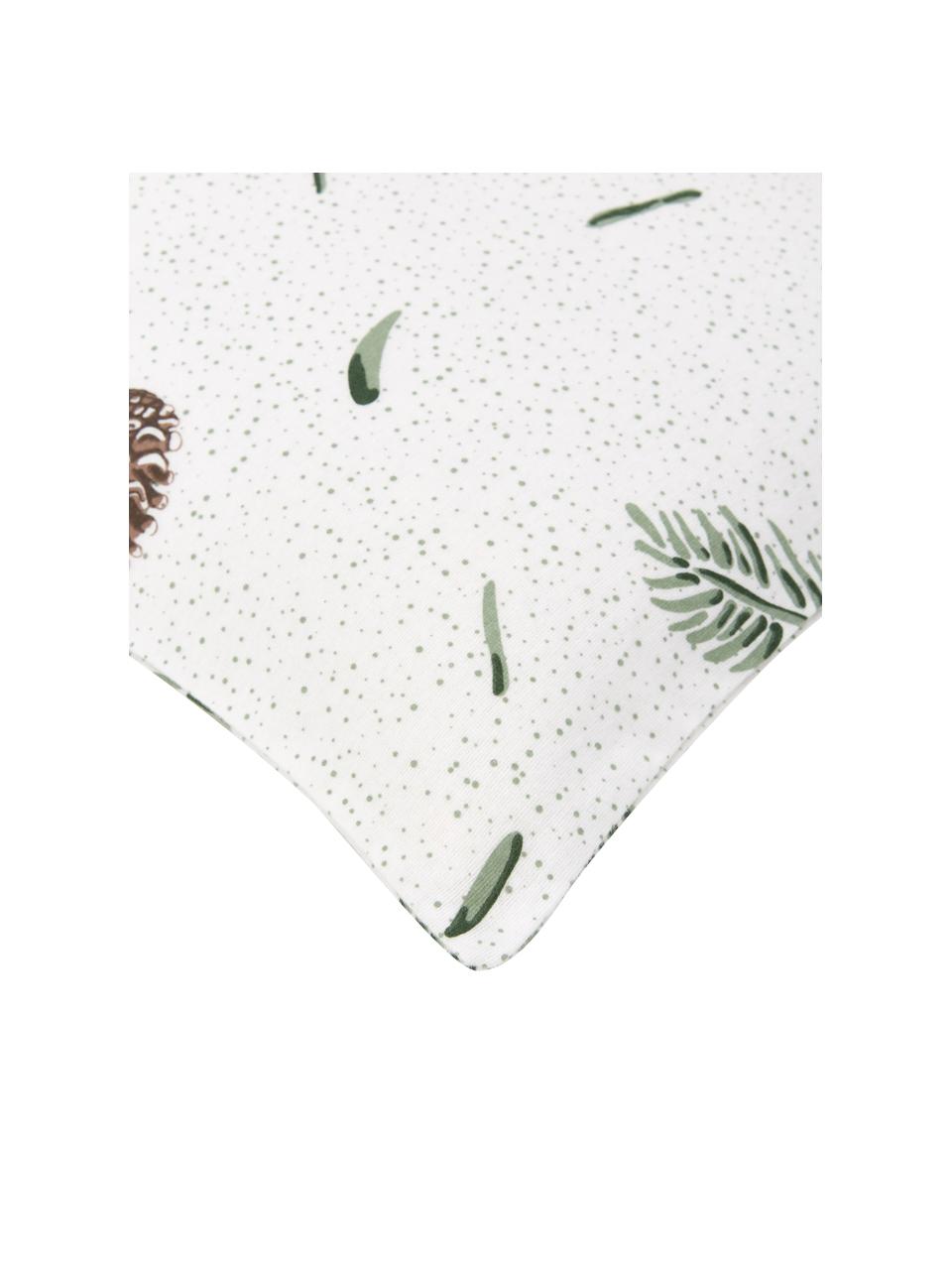 Flanellen kussenhoezen Pinecone, 2 stuks, Wit, groen, B 40 x L 80 cm