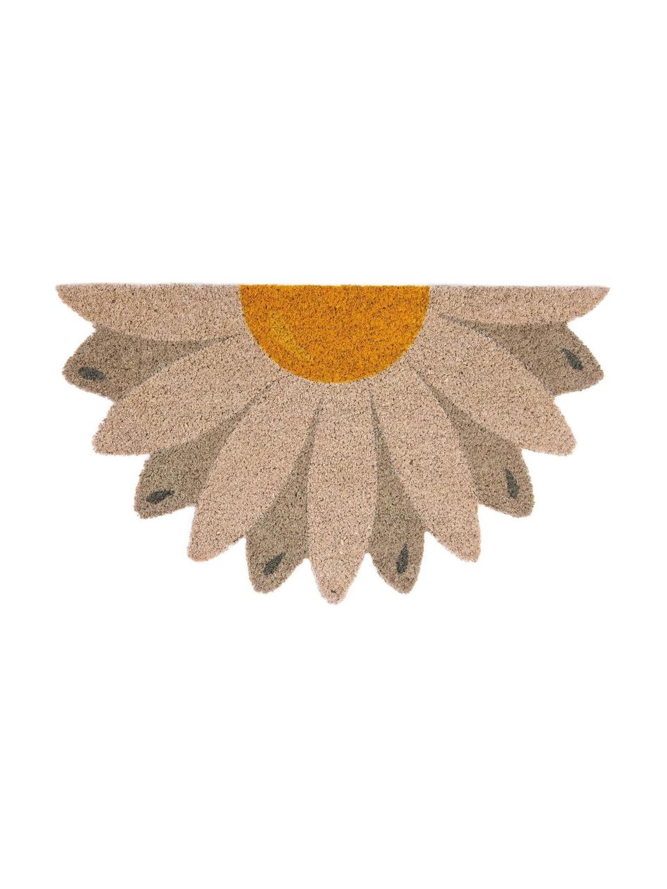 Deurmat Daisy, Bovenzijde: kokosvezels, Onderzijde: PVC, Beige, taupe, B 40 x L 70 cm