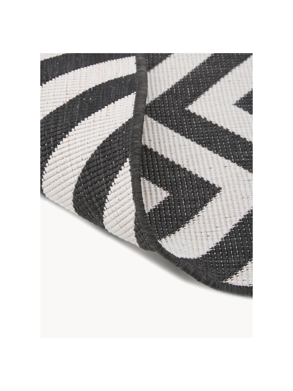 Dwustronny dywan wewnętrzny/zewnętrzny Palma, 100% polipropylen, Czarny, biały, S 120 x D 170 cm (Rozmiar S)