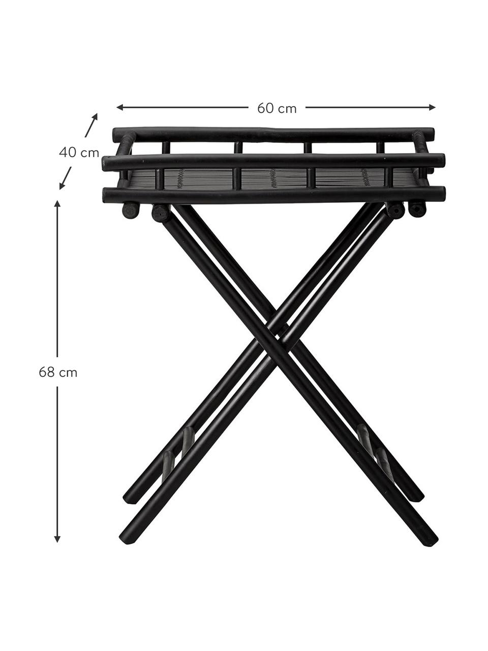 Table d'appoint jardin bambou Mandisa, Bambou, noir laqué, Noir, larg. 60 x haut. 68 cm