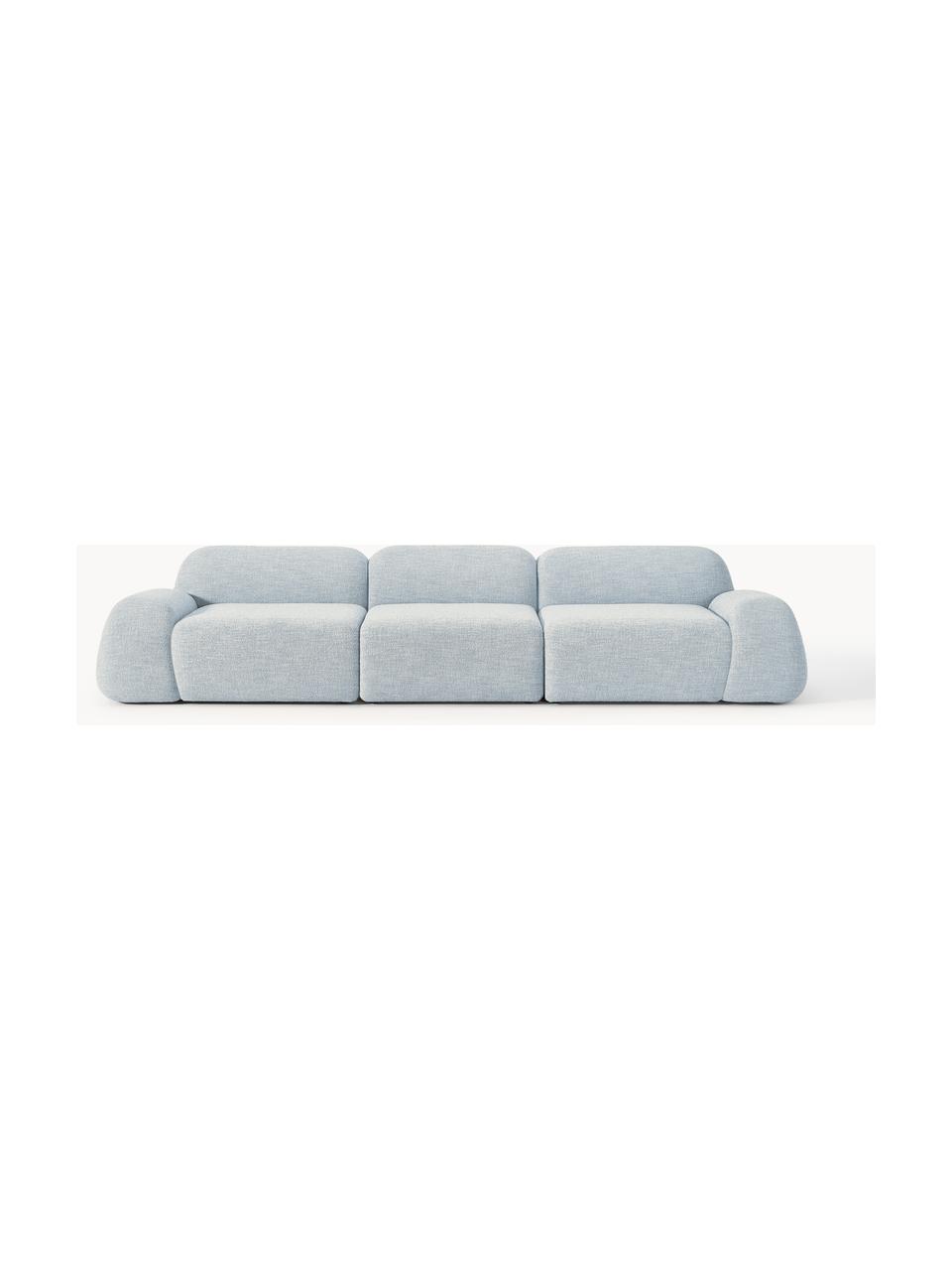 Modulares Sofa Wolke (4-Sitzer) aus Bouclé, Bezug: Bouclé (96 % Polyester, 4, Bouclé Hellblau, B 343 x T 118 cm