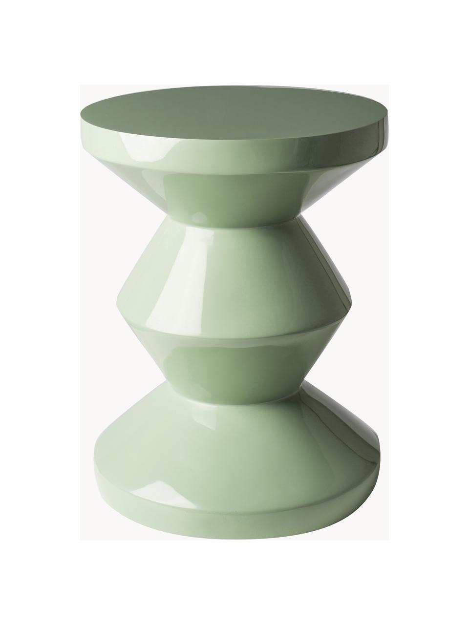 Runder Beistelltisch Zig Zag, Kunststoff, lackiert, Salbeigrün, Ø 36 x H 46 cm