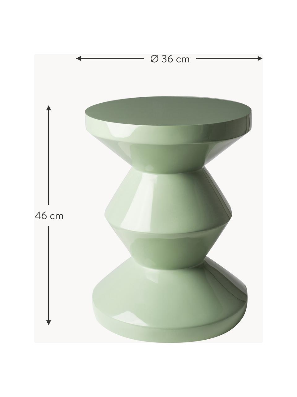 Stolik pomocniczy Zig Zag, Tworzywo sztuczne lakierowane, Szałwiowy zielony, Ø 36 x W 46 cm