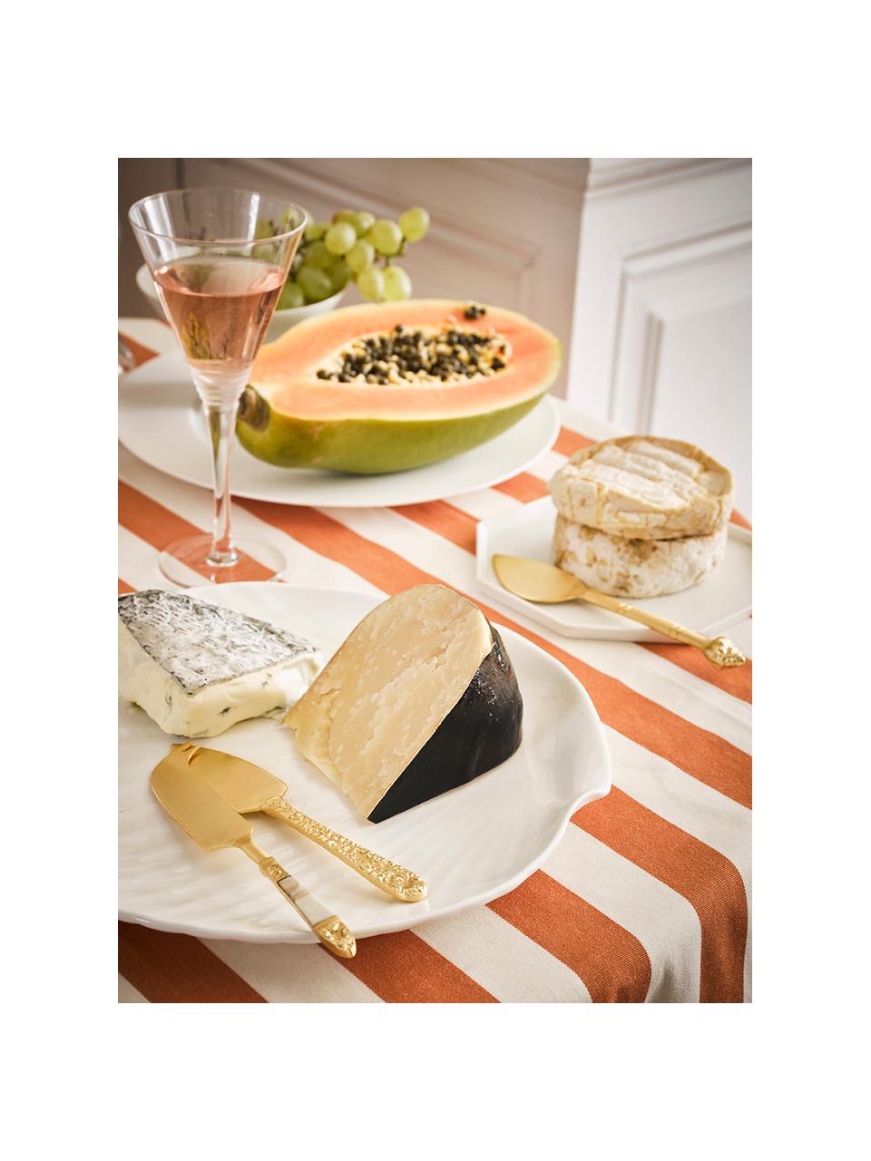 Goudkleurige kaasmessenset Cheese, 3-delig, Mes: edelstaal, vermessingd, Decoratie: parelmoer, Messing, Set met verschillende formaten