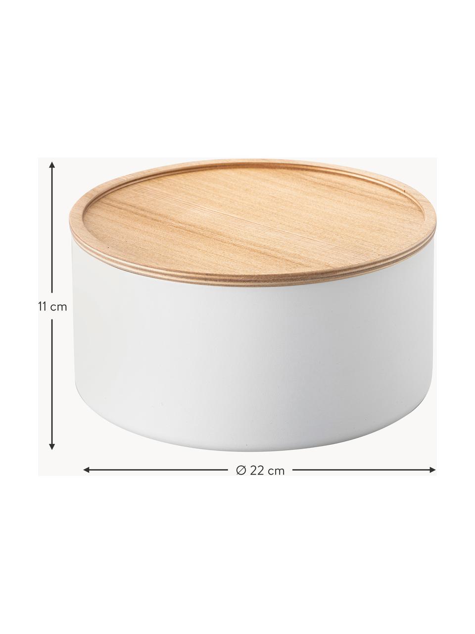 Bote con tapadera de madera Rin, Blanco, madera clara, Ø 22 x Al 11 cm