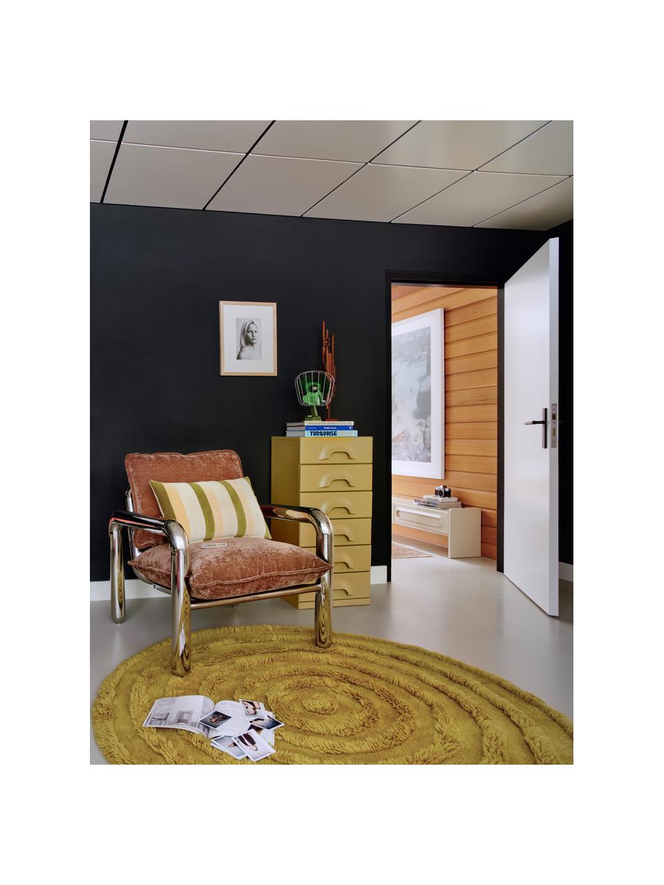 Fauteuil lounge Velvet, Tissu brun foncé, argenté, larg. 85 x prof. 85 cm
