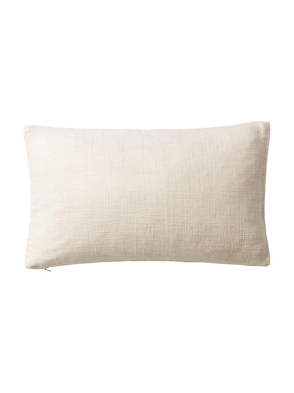 Katoenen kussenhoes Terre met decoratieve naad, 80% katoen, 20% linnen, Beige, B 30 x L 50 cm