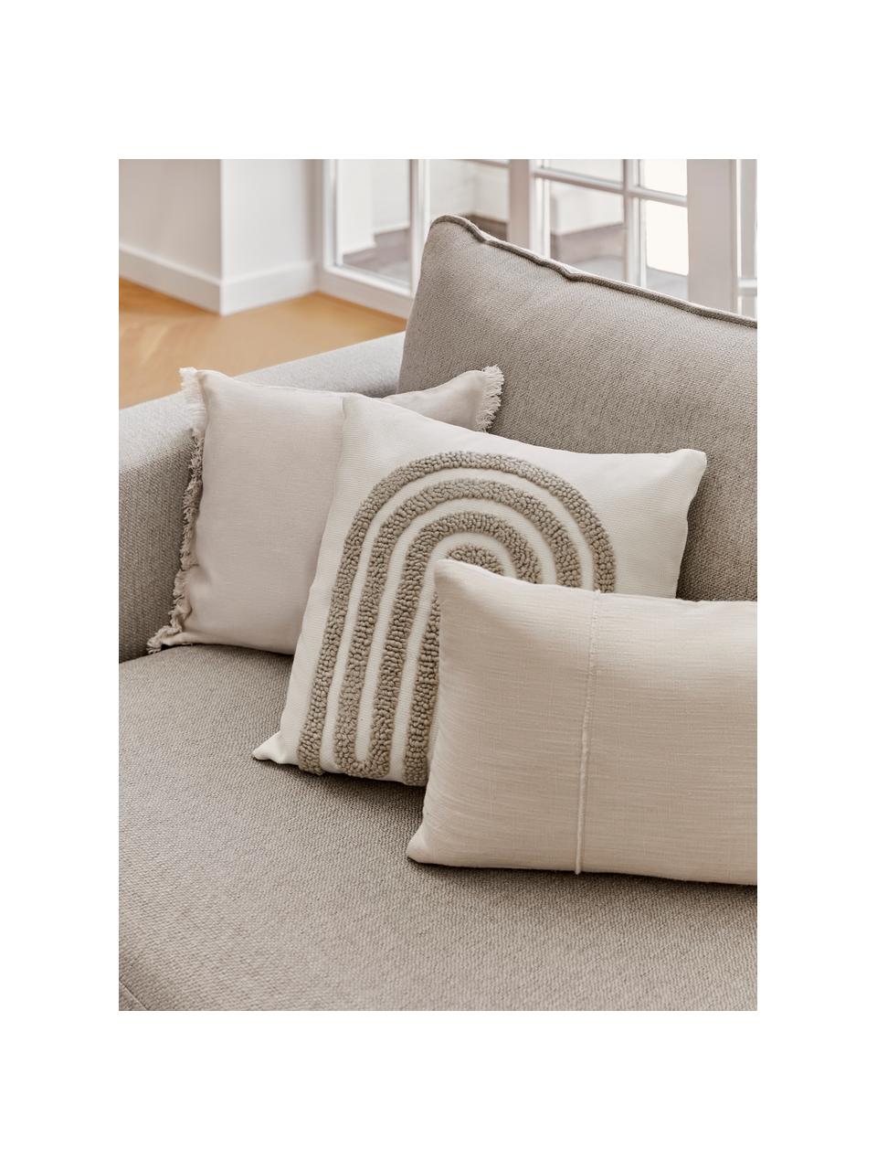Katoenen kussenhoes Terre met decoratieve naad, 80% katoen, 20% linnen, Beige, B 30 x L 50 cm