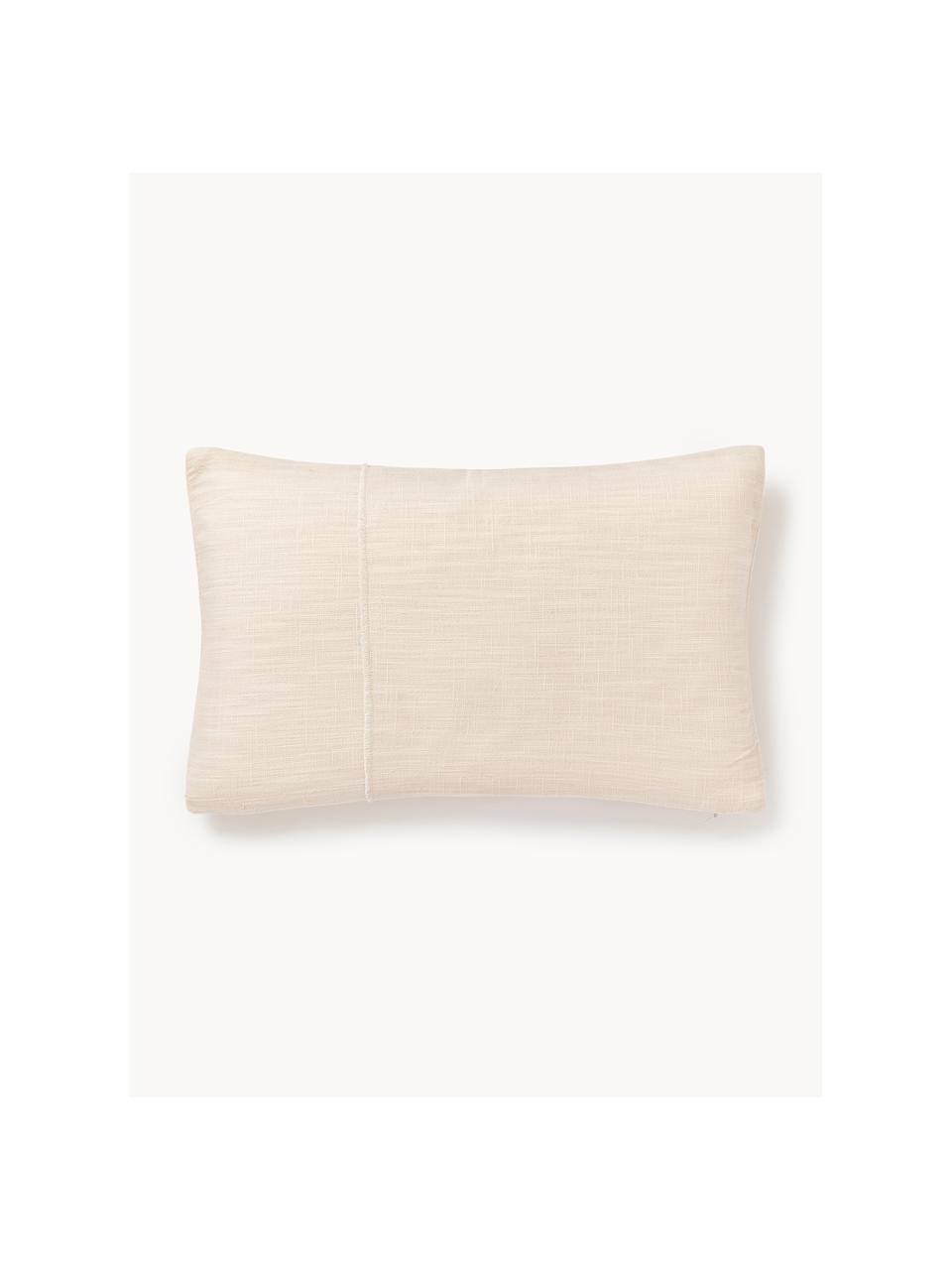 Housse de coussin 30x50 avec broderie décorative Terre, 70 % coton, 30 % lin, Beige clair, larg. 30 x long. 50 cm