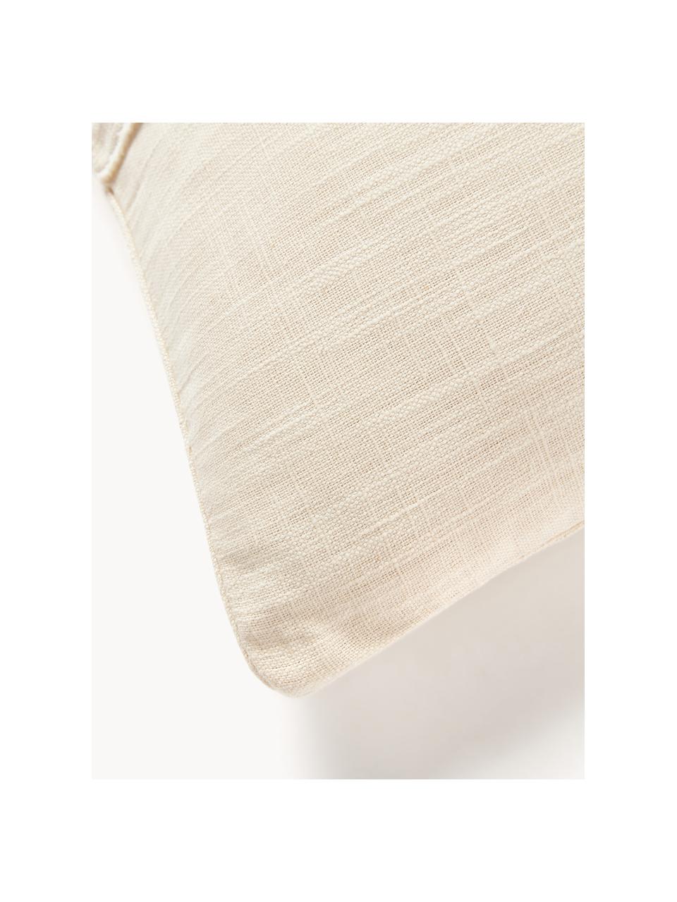 Funda de cojín de algodón con pespuntes Terre, 70% algodón, 30% lino, Beige claro, An 30 x L 50 cm