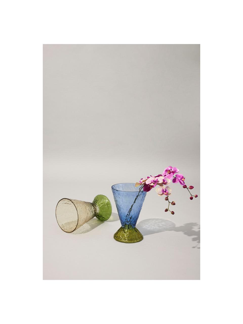 Handgefertigte Vase Abyss, H 29 cm, Glas, Grüntöne, Ø 20 x H 29 cm