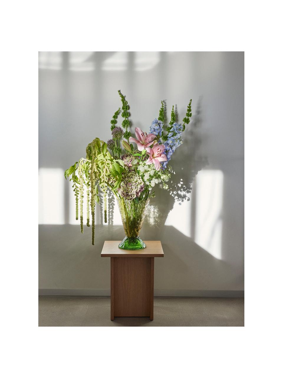 Vase artisanal Abyss, haut. 29 cm, Verre, Tons verts, Ø 20 x haut. 29 cm