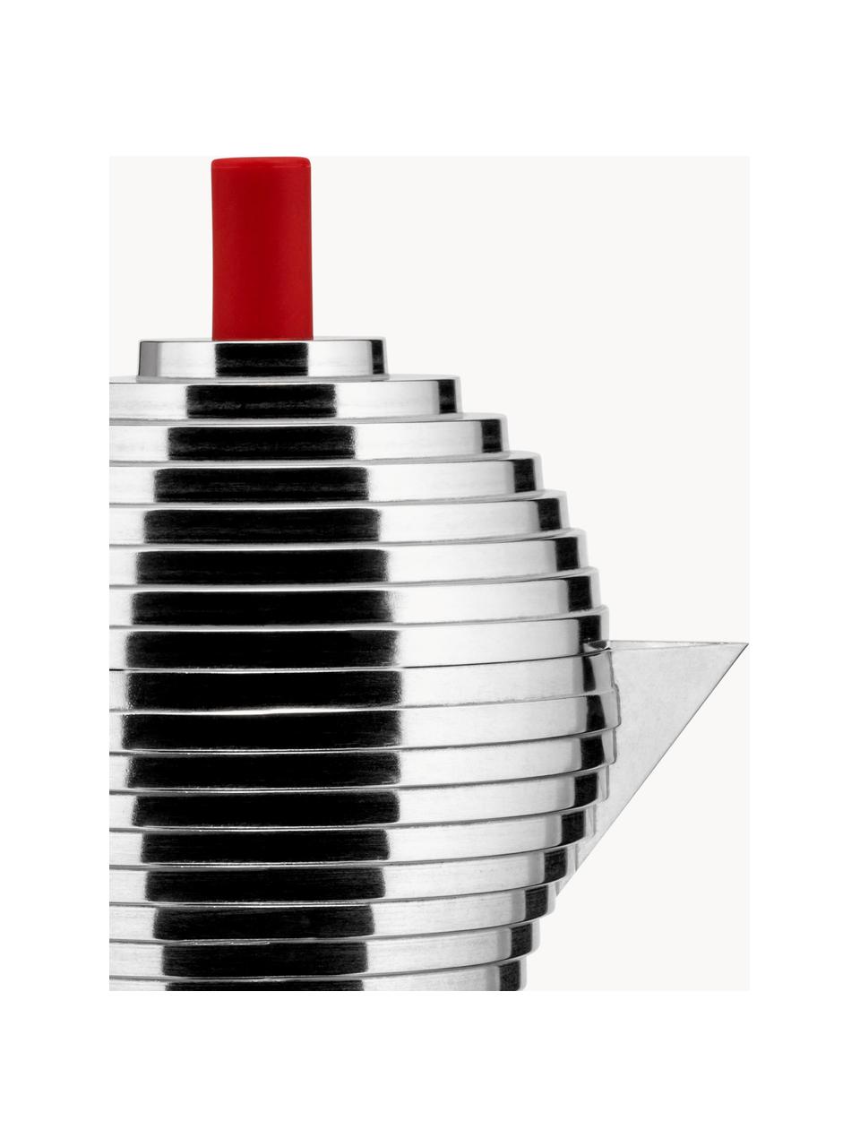 Espressokocher Pulcina, Gehäuse: Aluminiumguss, Griffe: Polyamid, Silberfarben, glänzend, Rot, B 20 x H 26 cm, für sechs Tassen