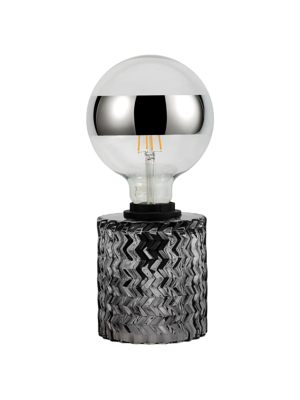 Kleine Tischlampe Crystal Smoke aus grauem Glas, Grau, Ø 11 x H 13 cm