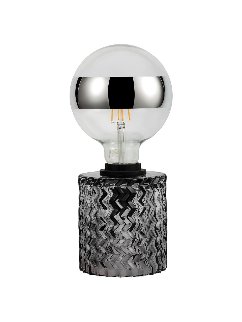 Kleine tafellamp Crystal Smoke van grijs glas, Lampvoet: glas, Grijs, Ø 11 x H 13 cm