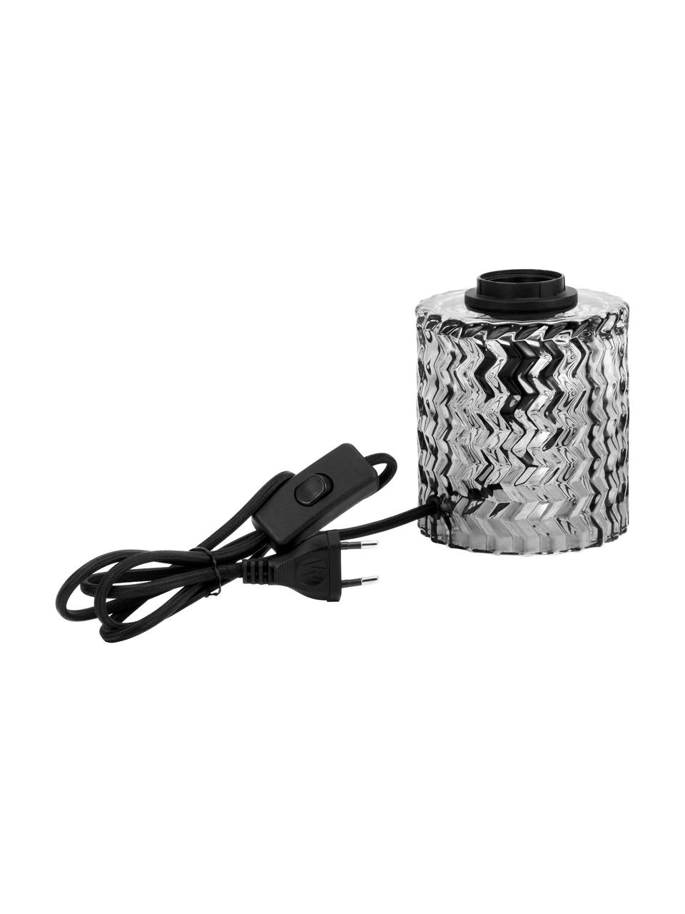 Lámpara de noche Crystal Smoke, Cable: cubierto en tela, Gris, Ø 11 x Al 13 cm