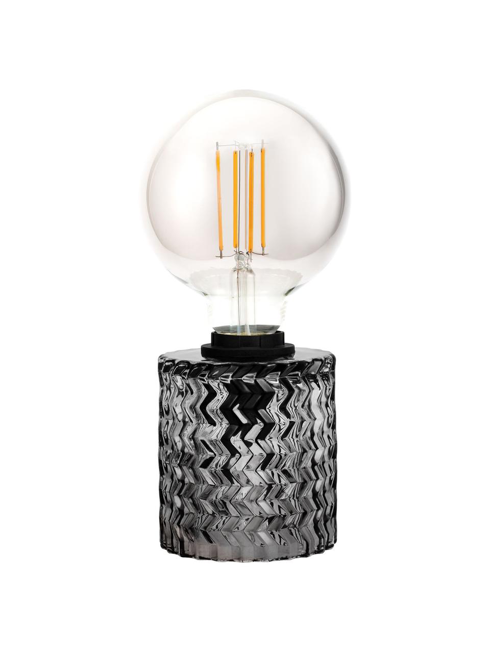 Kleine Tischlampe Crystal Smoke aus grauem Glas, Lampenfuß: Glas, Grau, Ø 11 x H 13 cm