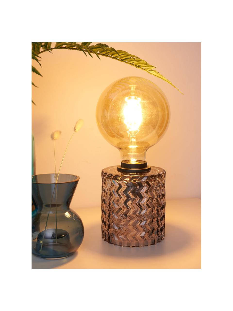 Lampada da comodino in vetro grigio Crystal Smoke, Base della lampada: vetro, Grigio, Ø 11 x Alt. 13 cm